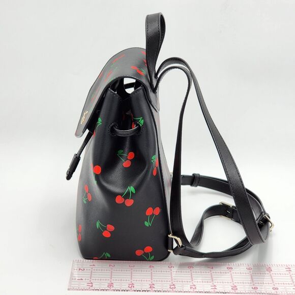 Kate Spade Lizzie Tossed Cherry Print Medium Flap Backpack - Picture 11 of 11
